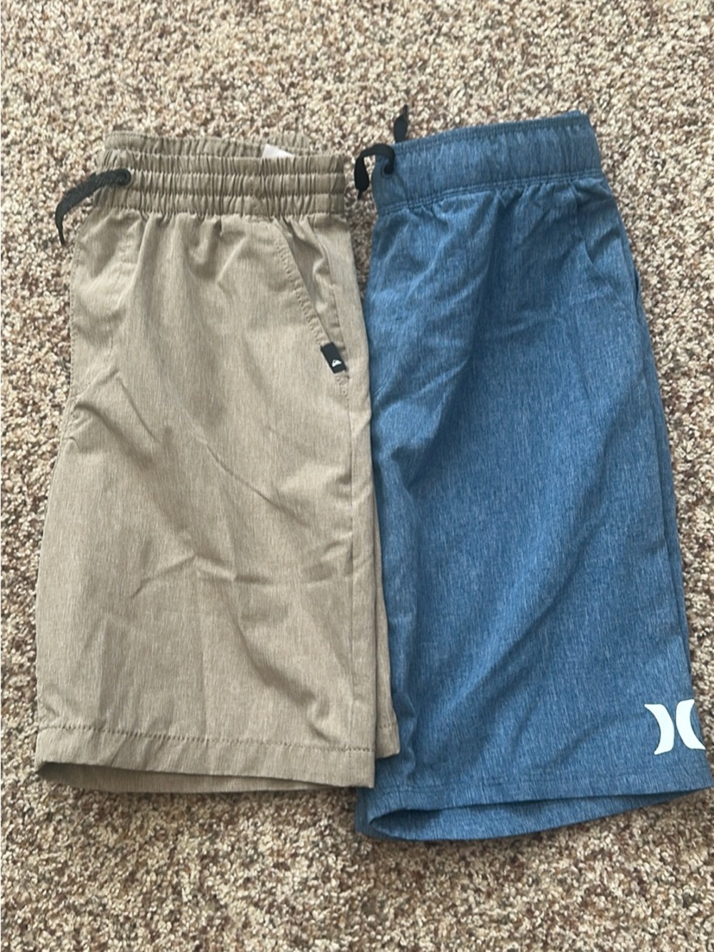 Hurley/Quicksilver Kids’ Blue and Tan Pull-On Hybrid Shorts Lot